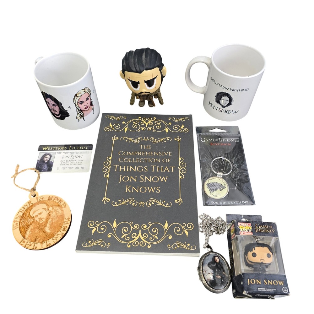 Game‎ of Thrones GOT Jon Snow Collectibles Bundle Mug Keychain Ornament More
